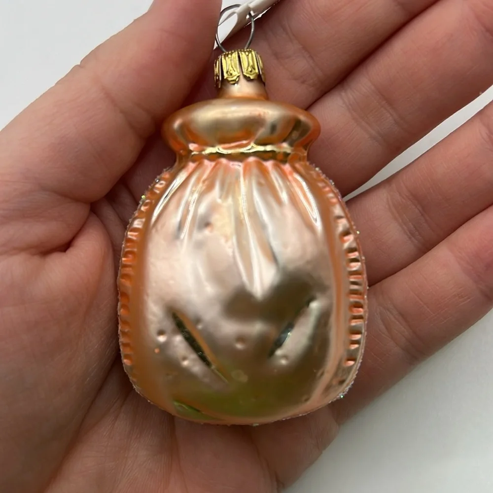 Rare Christopher Radko Glass Ornament Collectible Pompadour Purse Bag Flowers